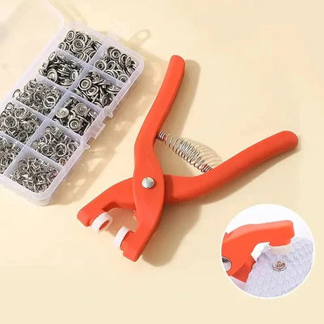 VADEROS™Heavy Duty Eyelet Punch Plier Tool (With 50 Buttons)